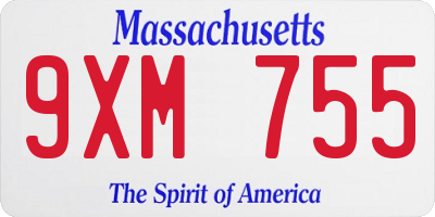 MA license plate 9XM755