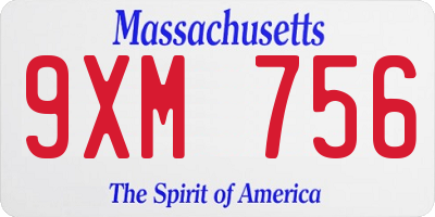 MA license plate 9XM756