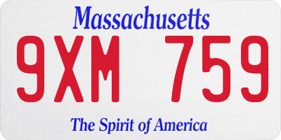 MA license plate 9XM759