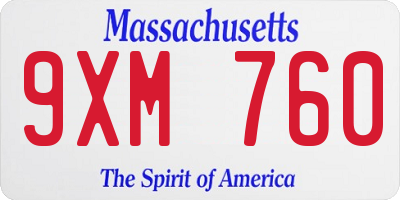 MA license plate 9XM760