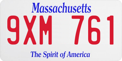 MA license plate 9XM761