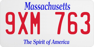 MA license plate 9XM763
