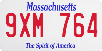 MA license plate 9XM764
