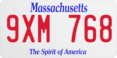 MA license plate 9XM768