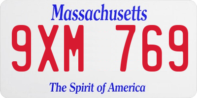 MA license plate 9XM769