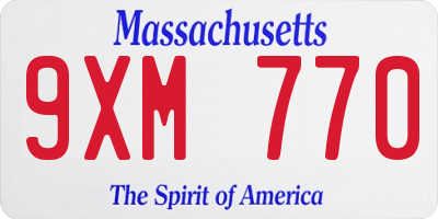 MA license plate 9XM770