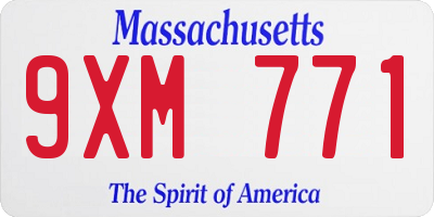 MA license plate 9XM771