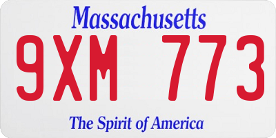 MA license plate 9XM773