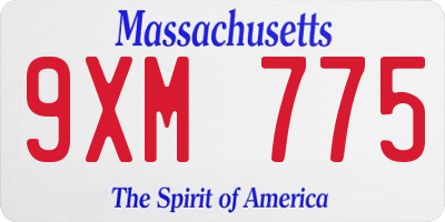 MA license plate 9XM775