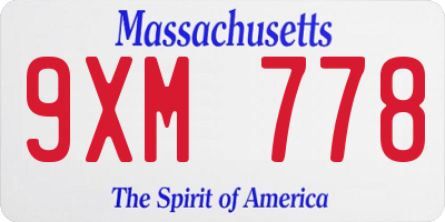 MA license plate 9XM778