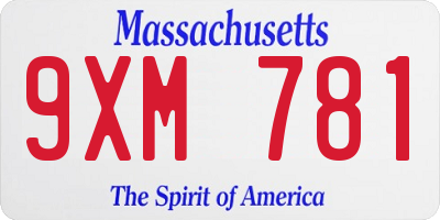 MA license plate 9XM781