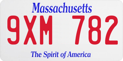 MA license plate 9XM782