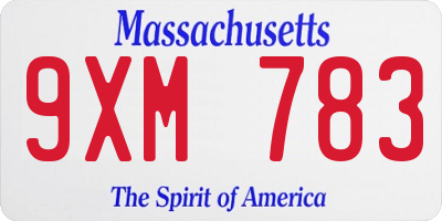 MA license plate 9XM783