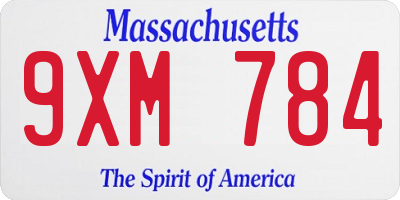 MA license plate 9XM784