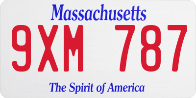 MA license plate 9XM787