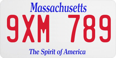 MA license plate 9XM789