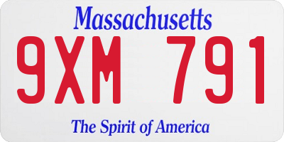 MA license plate 9XM791