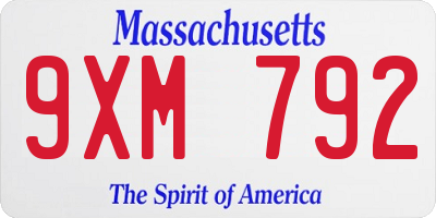 MA license plate 9XM792