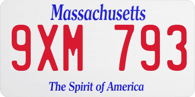 MA license plate 9XM793