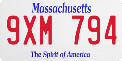 MA license plate 9XM794