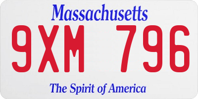 MA license plate 9XM796