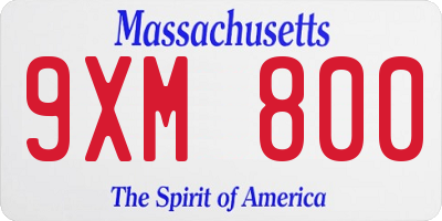 MA license plate 9XM800