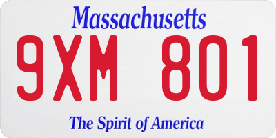 MA license plate 9XM801