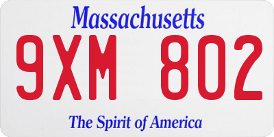 MA license plate 9XM802