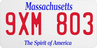 MA license plate 9XM803