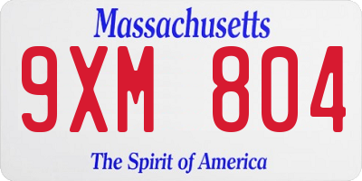 MA license plate 9XM804