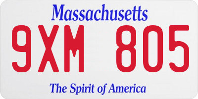 MA license plate 9XM805