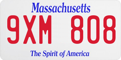 MA license plate 9XM808