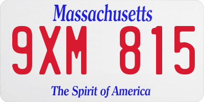 MA license plate 9XM815