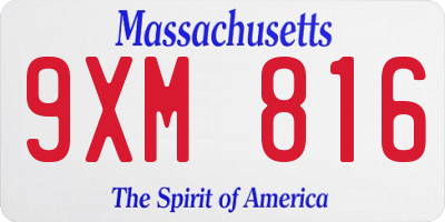 MA license plate 9XM816