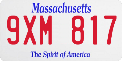 MA license plate 9XM817
