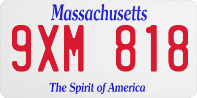 MA license plate 9XM818