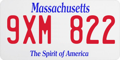 MA license plate 9XM822
