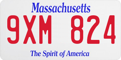 MA license plate 9XM824