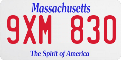 MA license plate 9XM830