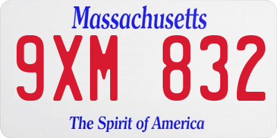 MA license plate 9XM832