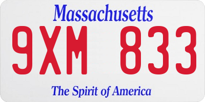 MA license plate 9XM833