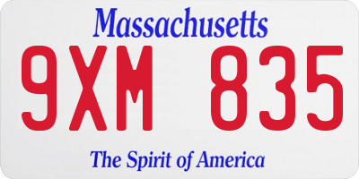 MA license plate 9XM835