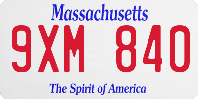 MA license plate 9XM840
