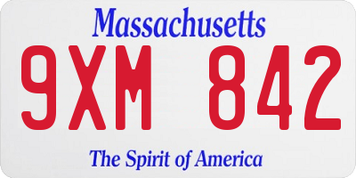 MA license plate 9XM842
