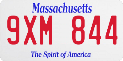 MA license plate 9XM844