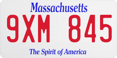 MA license plate 9XM845