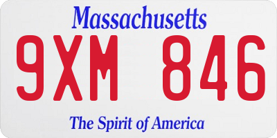 MA license plate 9XM846