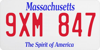 MA license plate 9XM847