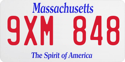 MA license plate 9XM848