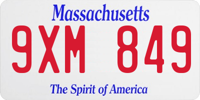 MA license plate 9XM849